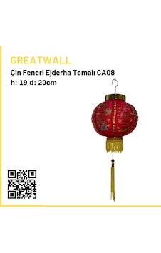 Çin Feneri Ejderha Temalı H: 28 Cm D: 20 Cm