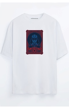 Star Wars Fan Art Koleksiyon Kartları Baskılı Oversize T-shirt Darth Vader-beyaz Star Wars Fan Art Koleksiyon Kartları Baskılı Oversize T-shirt Darth Vader-beyaz