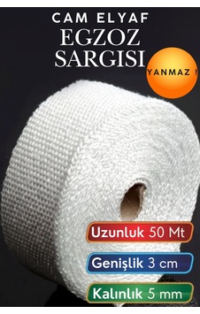 50 Metre 3 Cm Cam Elyaf Egzoz Sargısı Manifold Sargı Bezi Yanmaz Bant 5 Mm Kalınlık Isıya Dayanıklı Yanmaz Isı Yalıtım Bandı Motorsiklet Araba Egzoz Koruma Bezi Termal Sargı