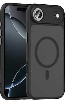 Apple Uyumlu iPhone 17 Air Kılıf Mat Arka Yüzey Wireless Şarj Özellikli Flet M-safe Kapak Siyah