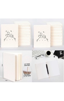 Küçük Prens Sevgili Çift Kanvas Defter Krem