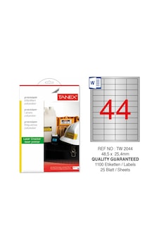 Tanex Tw-2044 S 48.5X25.4 MM Silver Lazer Etiket 1100'lü Tanex Tw-2044 S 48.5X25.4 MM Silver Lazer Etiket 1100'lü