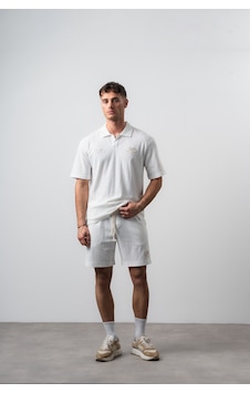 Erkek 242 Nakışlı Regular Fit T-shirt Şort Takım Ekru Erkek 242 Nakışlı Regular Fit T-shirt Şort Takım Ekru