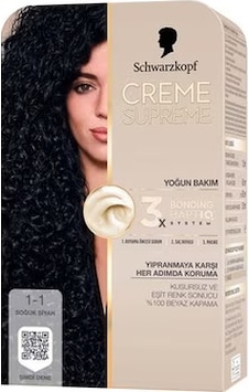 Schwarzkopf Creme Supreme Saç Boyası Soğuk Siyah 1-1