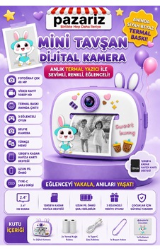 Çocuk Dijital Kamera Tavşan Temalı Termal Yazıcılı 2.4 İnç Ekran Fotoğraf Video Selfie 3 Oyunlu Anında Baskı Makinesi Print Kamera Çift Kamera, Silikon Kılıf Çocuk Dijital Kamera Tavşan Temalı Termal Yazıcılı 2.4 İnç Ekran Fotoğraf Video Selfie 3 Oyunlu Anında Baskı Makinesi Print Kamera Çift Kamera, Silikon Kılıf