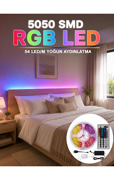 5050 Smd Rgb Led Şerit 5 Metre Kumandalı Renkli Tv Oda Masa Arkası Dekoratif Aydınlatma Seti 1 5050 Smd Rgb Led Şerit 5 Metre Kumandalı Renkli Tv Oda Masa Arkası Dekoratif Aydınlatma Seti 1