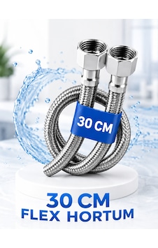 30cm Paslanmaz Çelik Örgülü Flex Hortum 3/8'x3/8' - Klozet Ve Taharet Musluğu İçin Dayanıklı Bağlantı Hortumu 30cm Paslanmaz Çelik Örgülü Flex Hortum 3/8'x3/8' - Klozet Ve Taharet Musluğu İçin Dayanıklı Bağlantı Hortumu
