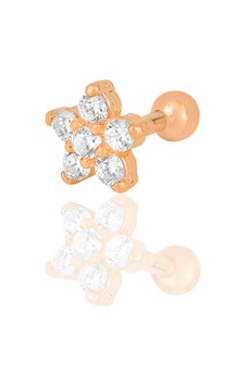 Gümüş Rose Zirkon Taşlı Papatya Modeli Tragus Helix Piercing Küpe