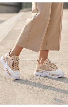 Tw Tonny White Tokyo - 172 Tül Detaylı Keten Sneakers Topuk Boyu 5cm Bej Tw Tonny White Tokyo - 172 Tül Detaylı Keten Sneakers Topuk Boyu 5cm Bej