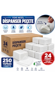 Dispenser Peçete Yeni Nesil 250 Yaprak 24 Paket Dispenser Peçete Yeni Nesil 250 Yaprak 24 Paket