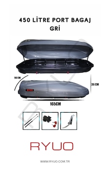 Ryuo Araç Üstü Tabut Port Bagaj 450 Litre Gri Ryuo Araç Üstü Tabut Port Bagaj 450 Litre Gri