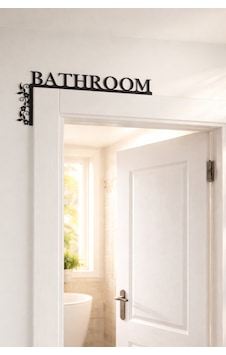 Metal Bathroom Banyo Yazısı - Kapı Üstü Köşe Dekoru - Siyah Metal Kapı Süsü Metal Siyah Metal Bathroom Banyo Yazısı - Kapı Üstü Köşe Dekoru - Siyah Metal Kapı Süsü Metal Siyah