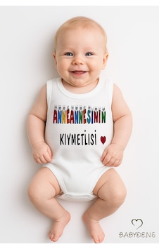 Babyden's Anneannesinin Kıymetlisi Yazılı Kolsuz %100 Pamuk Body Hediyelik Bebek Zıbını Yazlık Çıtçıtlı Body Beyaz Babyden's Anneannesinin Kıymetlisi Yazılı Kolsuz %100 Pamuk Body Hediyelik Bebek Zıbını Yazlık Çıtçıtlı Body Beyaz