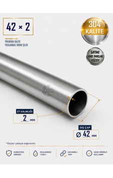 Paslanmaz Boru - 42 X 2mm - Krom Çelik Paslanmaz Boru - 42 X 2mm - Krom Çelik