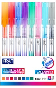 Kraf Roller Kalem Enjoy Iğne Uç 0.5mm 299 8 Renk Set Çok Renkli Kraf Roller Kalem Enjoy Iğne Uç 0.5mm 299 8 Renk Set Çok Renkli