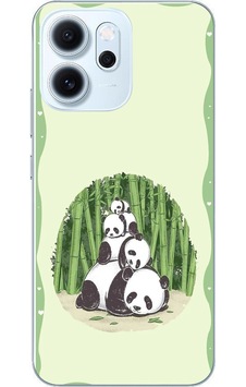 Oppo Reno 14f Uyumlu Panda Ailesi Baskılı Silikon Kılıf Renkli Oppo Reno 14f Uyumlu Panda Ailesi Baskılı Silikon Kılıf Renkli