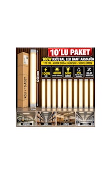 10 Lu Paket Kristal Desenli Beyaz 120 Cm Led Armatür 4000k Doğal Gün Işığı Sarı - 941473988 Sarı 10 Lu Paket Kristal Desenli Beyaz 120 Cm Led Armatür 4000k Doğal Gün Işığı Sarı - 941473988 Sarı
