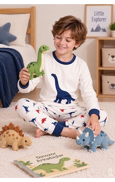 Koza İç Giyim Erkek Çocuk Pamuklu Baskılı Uzun Kollu Uzun Alt Pijama Takımı Kc30104 Lacivert - Beyaz Koza İç Giyim Erkek Çocuk Pamuklu Baskılı Uzun Kollu Uzun Alt Pijama Takımı Kc30104 Lacivert - Beyaz