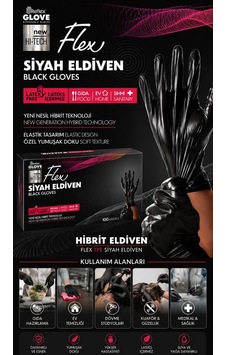 Reflex Flex Siyah Eldiven M 100lü 20'li Paket Reflex Flex Siyah Eldiven M 100lü 20'li Paket
