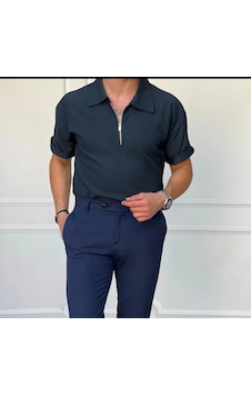 Modefendi İnce Fitilli Yüksek Kalite Fermuar Detaylı Oversize Tshırt Lacivert Modefendi İnce Fitilli Yüksek Kalite Fermuar Detaylı Oversize Tshırt Lacivert