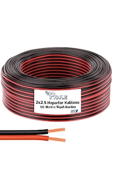50 Metre 2x 2,5mm Siyah Kırmızı Çizgili Elektrik Ses Ve Hoparlör 50 Metre 2x 2,5mm Siyah Kırmızı Çizgili Elektrik Ses Ve Hoparlör
