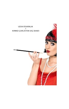 1920&apos Ler 1990&apos Lar Gatsby Kadın Aksesuar Seti Kırmızı Charleston Saç Bandı Ve Sigaralık