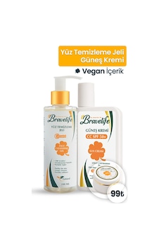 Bravelife C Vitamini Yüz Temizleme Jeli Ve Spf 50+ Güneş Koruyucu 2 Li Cilt Bakım Seti Bravelife C Vitamini Yüz Temizleme Jeli Ve Spf 50+ Güneş Koruyucu 2 Li Cilt Bakım Seti