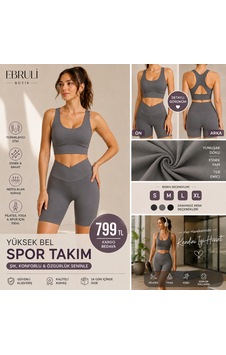 Cocosushicooo Crop İkili Takım Antrasit - Gri