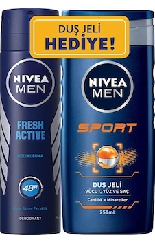 Nivea Men Fresh Active Erkek Sprey Deodorant 150 ML + Sport Duş Jeli 250 ML