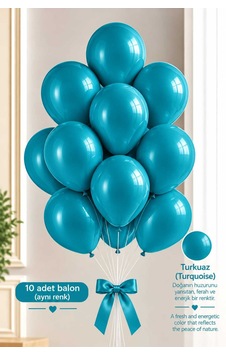 Latex Balon Seti 10'lu- Turkuaz Çok Renkli Latex Balon Seti 10'lu- Turkuaz Çok Renkli