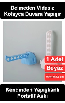 Askılık Kendinden Yapışkanlı Katlanır Duvar Askısı Portatif Kıyafet Elbise Havlu Bornoz Asma Aparat Çok Renkli