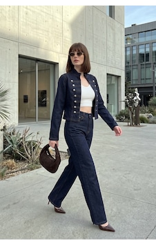 Lela Pamuklu Yüksek Bel Bol Paça Jeans Kadın Kot Pantolon 7031006 Koyu Mavi Lela Pamuklu Yüksek Bel Bol Paça Jeans Kadın Kot Pantolon 7031006 Koyu Mavi