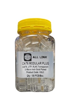 C6u3 Cat6 Modular Plug Rj45 Transparent 3 Mıcro-ınch Gold Plated C6u3 Cat6 Modular Plug Rj45 Transparent 3 Mıcro-ınch Gold Plated