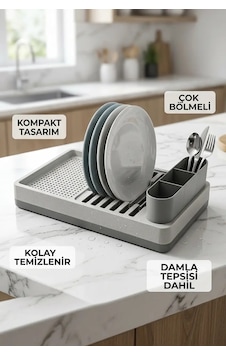 Minimal Gri Tezgah Üstü Bulaşıklık Tabak Bardak Kaşık Kurutmalık Mutfak Rafı Sarı Minimal Gri Tezgah Üstü Bulaşıklık Tabak Bardak Kaşık Kurutmalık Mutfak Rafı Sarı
