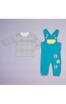 Aydodo Erkek Bebek Kedi Temalı Salopet Bady 1-6 Ay Mint