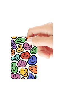 Gülen Yüzler Figürlü Temalı Parlak Kredi/banka Kart Kaplama Sticker Standart Gülen Yüzler Figürlü Temalı Parlak Kredi/banka Kart Kaplama Sticker Standart