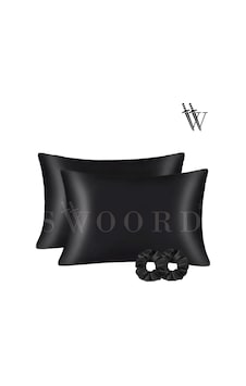 Swoord İpek Dokulu Saten Yastık Kılıfı Siyah 2 Adet 50x70cm 2 Adet Saten Tokalı Siyah Swoord İpek Dokulu Saten Yastık Kılıfı Siyah 2 Adet 50x70cm 2 Adet Saten Tokalı Siyah