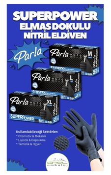 Parla Süperpower Çok Amaçlı Nitril Pudrasız Siyah Eldiven 50li Paket