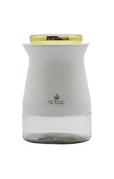 Sembol Silindir 16 Cm Kavanoz White-Gold Kıtchenart-90