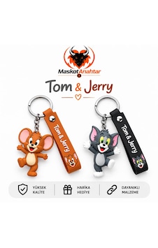 Tom Ve Jerry Silikon Anahtarlık Beyaz - Kahverengi Tom Ve Jerry Silikon Anahtarlık Beyaz - Kahverengi