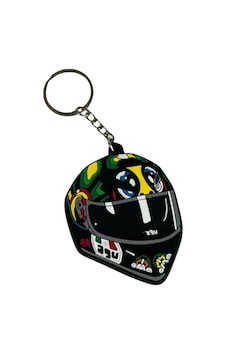 Mini Silikon Kask Anahtarlık - Siyah-sarı-yeşil Çok Renkli