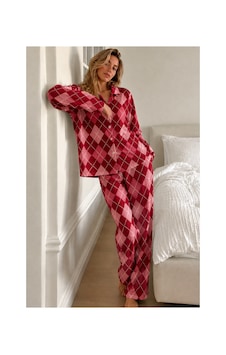 Fit Women Kadın Bürümcük Tam Boy Kırmızı Pijama Takımı Fit Women Kadın Bürümcük Tam Boy Kırmızı Pijama Takımı