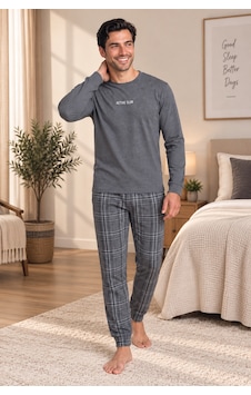 Wordex Falkom 5802 İnterlok Kışlık Kalın Kumaşlı Ekose Pijamalı Erkek Ev Pijama Takımı Füme Wordex Falkom 5802 İnterlok Kışlık Kalın Kumaşlı Ekose Pijamalı Erkek Ev Pijama Takımı Füme