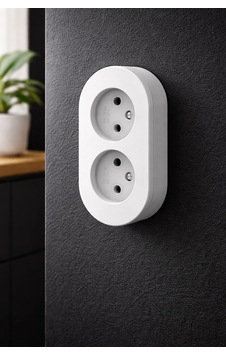 Gri Sıva Üstü İkili Topraklı Priz Modern Şık Tasarım, Dayanıklı Elektrik Prizi Çiftli Normal