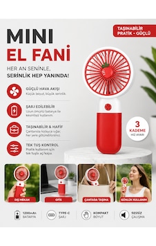 Mini El Fanı Şarjlı Taşınabilir Vantilatör