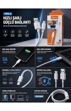 Hızlı Şarj Ve Data Kablosu - Type-c Usb Kablo 1
