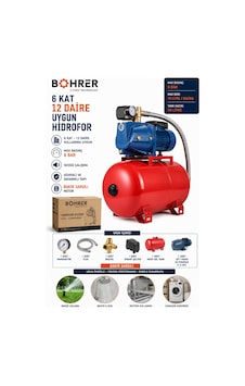 Böhrer Ba011428 6 Kat 12 Daire Uygun 1.5 Hp 50l Otomatik Hidrofor Su Pompası - Bakır Sargılı