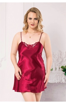 Bicomi Büyük Beden Bordo Kısa Saten Gecelik Bordo Bicomi Büyük Beden Bordo Kısa Saten Gecelik Bordo