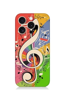 Apple Uyumlu iPhone 15 Pro Max Renkli Nota Desenli Silikon Kılıf Silikon Apple Uyumlu iPhone 15 Pro Max Renkli Nota Desenli Silikon Kılıf Silikon