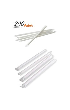 Kağıt Sargılı Körüksüz Plastik Pipet 200 Adet Diğer